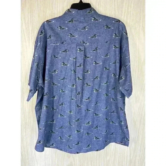 Woolrich Button Shirt Mens XL Blue Bird Dog Hunting Labrador Retriever Outdoor - Picture 6 of 9